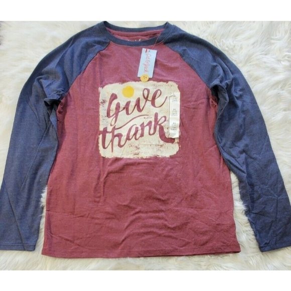 NWT Cat & Jack Boys' Long Sleeve Give Thanks  Graphic Shirt Cat & Jack - XL (16) - Picture 1 of 5